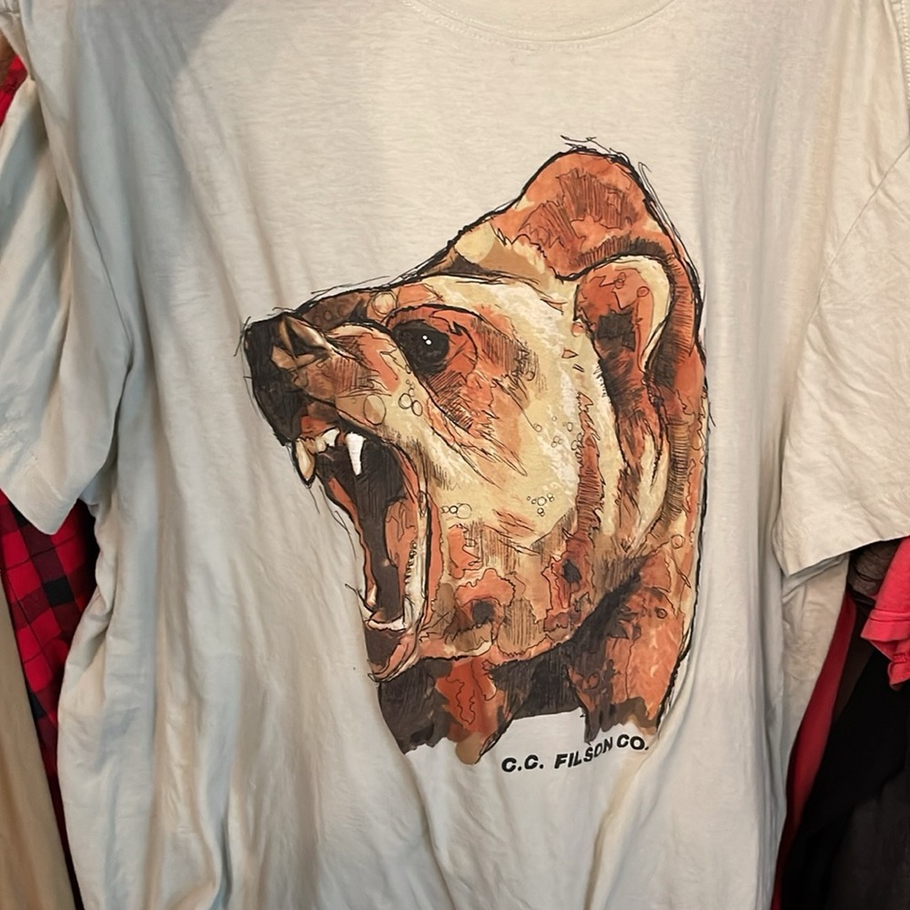 Filson White T-Shirt with Bear Graphic